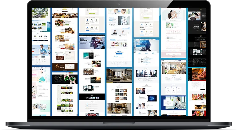ラップトップに表示されたウェブデザイン一覧